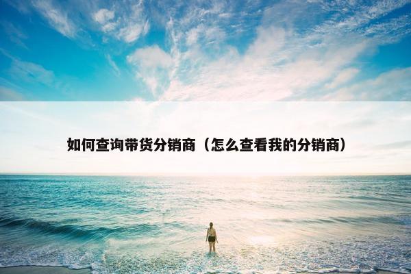 如何查询带货分销商（怎么查看我的分销商）