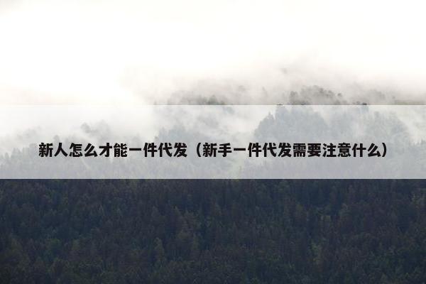 新人怎么才能一件代发（新手一件代发需要注意什么）