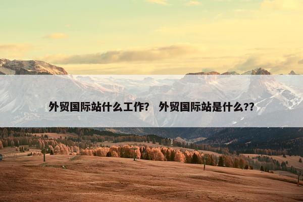 外贸国际站什么工作？ 外贸国际站是什么?？