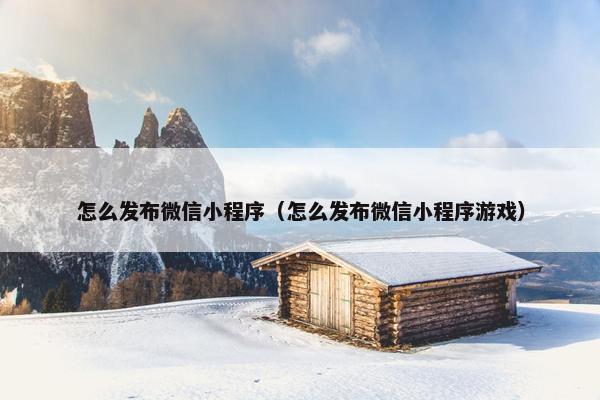 怎么发布微信小程序（怎么发布微信小程序游戏）
