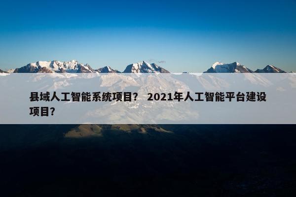 县域人工智能系统项目？ 2021年人工智能平台建设项目？