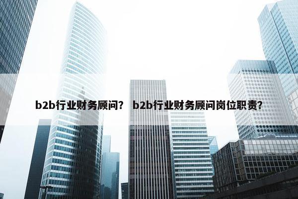 b2b行业财务顾问？ b2b行业财务顾问岗位职责？