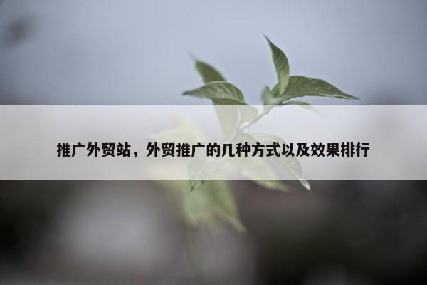 推广外贸站，外贸推广的几种方式以及效果排行