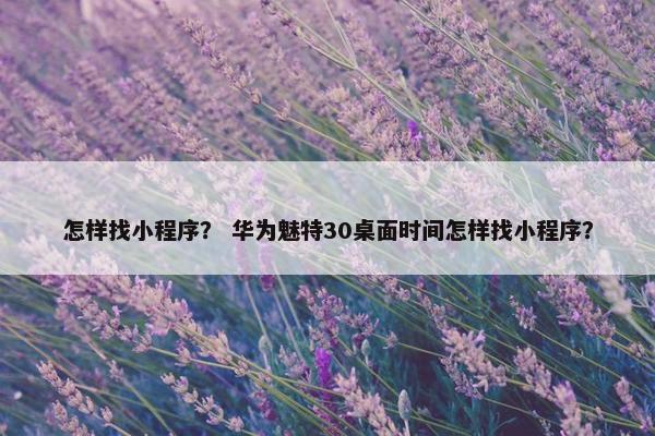 怎样找小程序？ 华为魅特30桌面时间怎样找小程序？