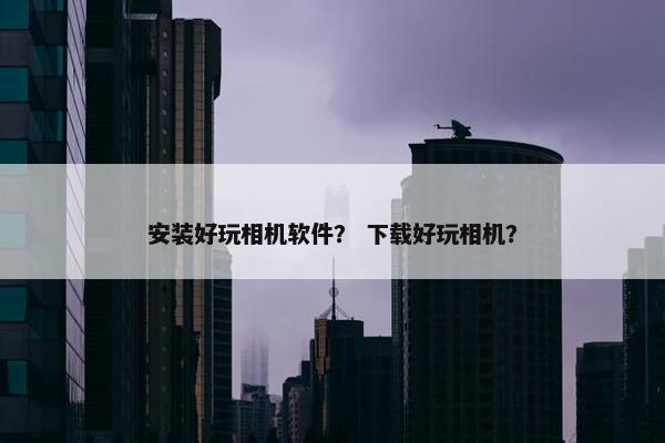 安装好玩相机软件？ 下载好玩相机？