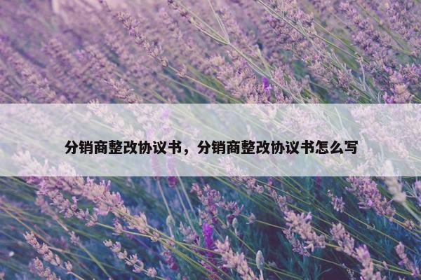 分销商整改协议书，分销商整改协议书怎么写
