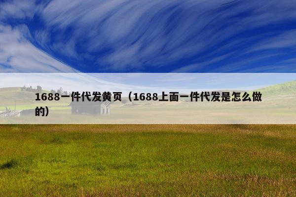 1688一件代发黄页（1688上面一件代发是怎么做的）