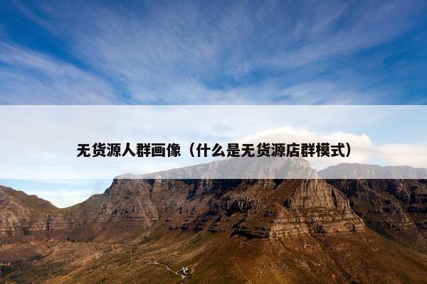 无货源人群画像（什么是无货源店群模式）