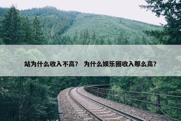 站为什么收入不高？ 为什么娱乐圈收入那么高？