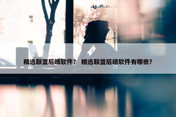 精选联盟后端软件？ 精选联盟后端软件有哪些？