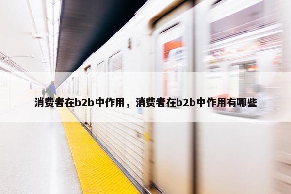 消费者在b2b中作用，消费者在b2b中作用有哪些
