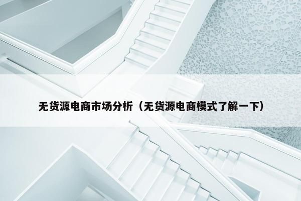 无货源电商市场分析（无货源电商模式了解一下）