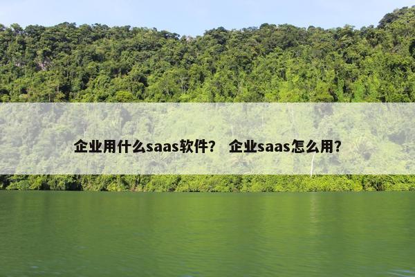 企业用什么saas软件？ 企业saas怎么用？