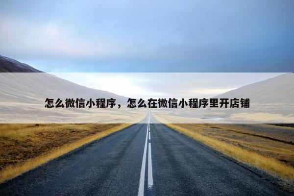 怎么微信小程序，怎么在微信小程序里开店铺