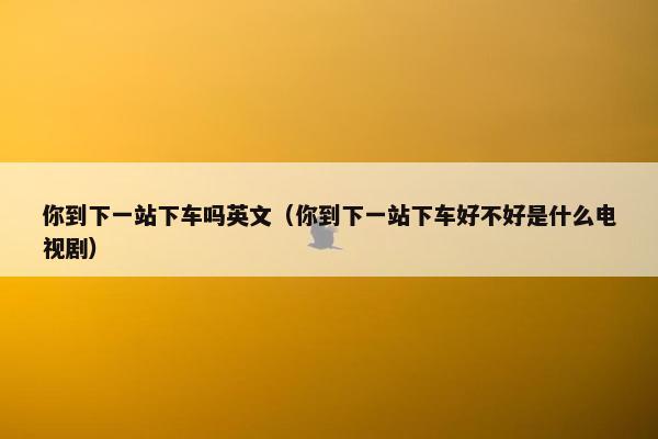 你到下一站下车吗英文（你到下一站下车好不好是什么电视剧）