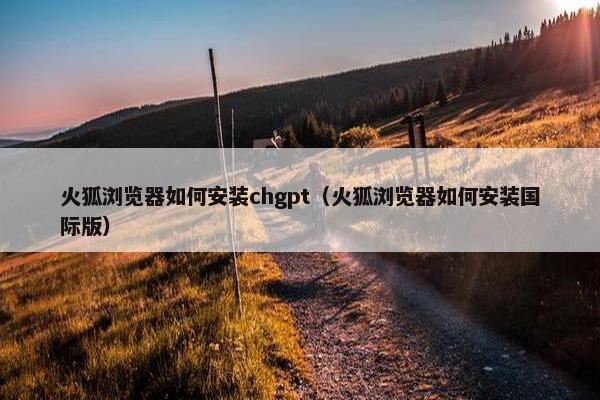 火狐浏览器如何安装chgpt（火狐浏览器如何安装国际版）