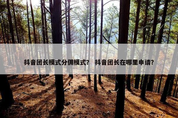抖音团长模式分佣模式？ 抖音团长在哪里申请？