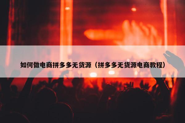 如何做电商拼多多无货源（拼多多无货源电商教程）