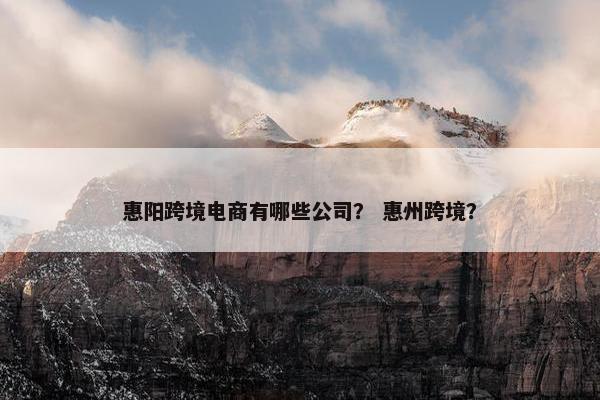 惠阳跨境电商有哪些公司？ 惠州跨境？