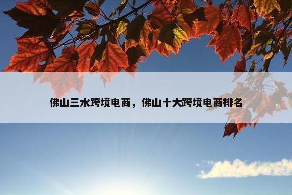 佛山三水跨境电商，佛山十大跨境电商排名