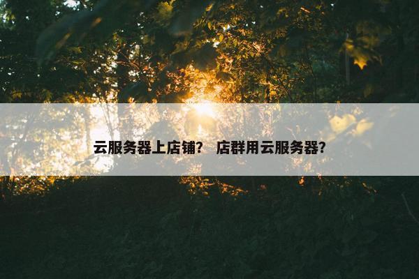 云服务器上店铺？ 店群用云服务器？