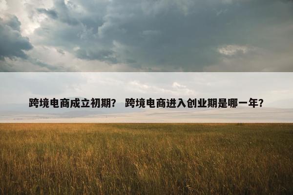 跨境电商成立初期？ 跨境电商进入创业期是哪一年？
