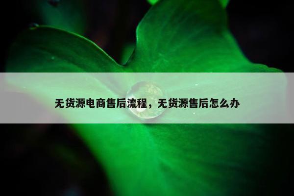无货源电商售后流程，无货源售后怎么办