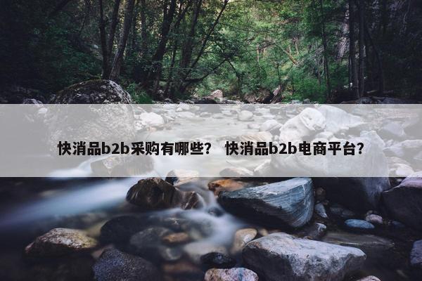 快消品b2b采购有哪些？ 快消品b2b电商平台？
