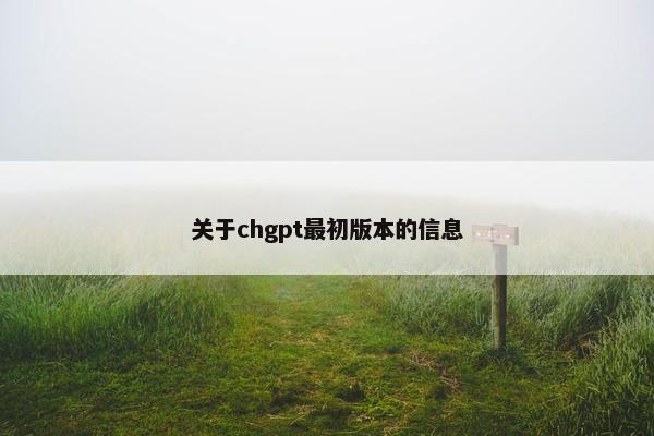 关于chgpt最初版本的信息
