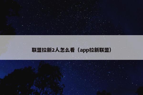 联盟拉新2人怎么看（app拉新联盟）