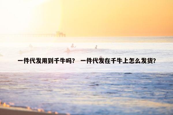 一件代发用到千牛吗？ 一件代发在千牛上怎么发货？