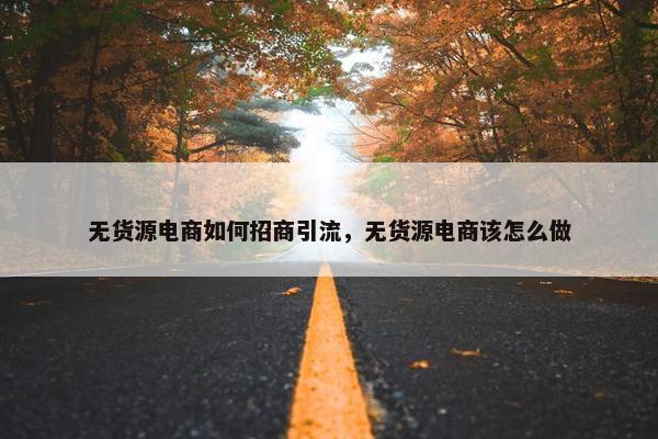 无货源电商如何招商引流，无货源电商该怎么做