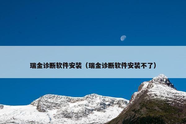 瑞金诊断软件安装（瑞金诊断软件安装不了）