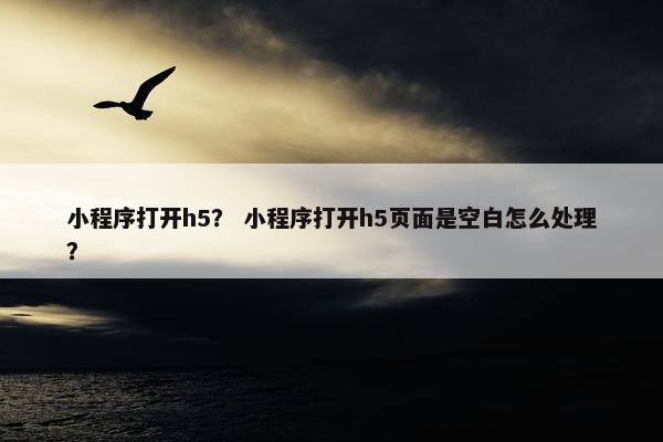 小程序打开h5？ 小程序打开h5页面是空白怎么处理？