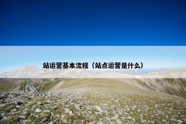 站运营基本流程（站点运营是什么）