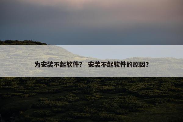 为安装不起软件？ 安装不起软件的原因？