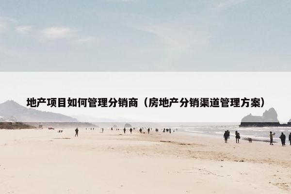 地产项目如何管理分销商（房地产分销渠道管理方案）