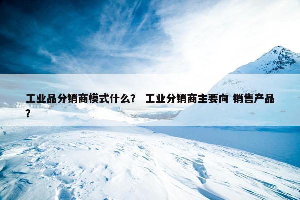 工业品分销商模式什么？ 工业分销商主要向 销售产品？