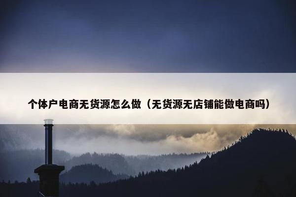 个体户电商无货源怎么做（无货源无店铺能做电商吗）