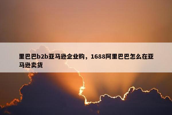 里巴巴b2b亚马逊企业购，1688阿里巴巴怎么在亚马逊卖货